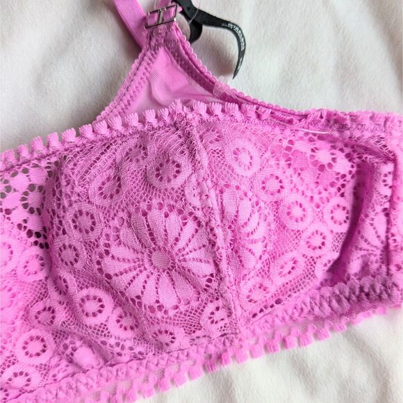 Aerie Real Power Wireless Plunge Bandeau Push Up Lace Bra 32B NEW Wire Free - Picture 5 of 14